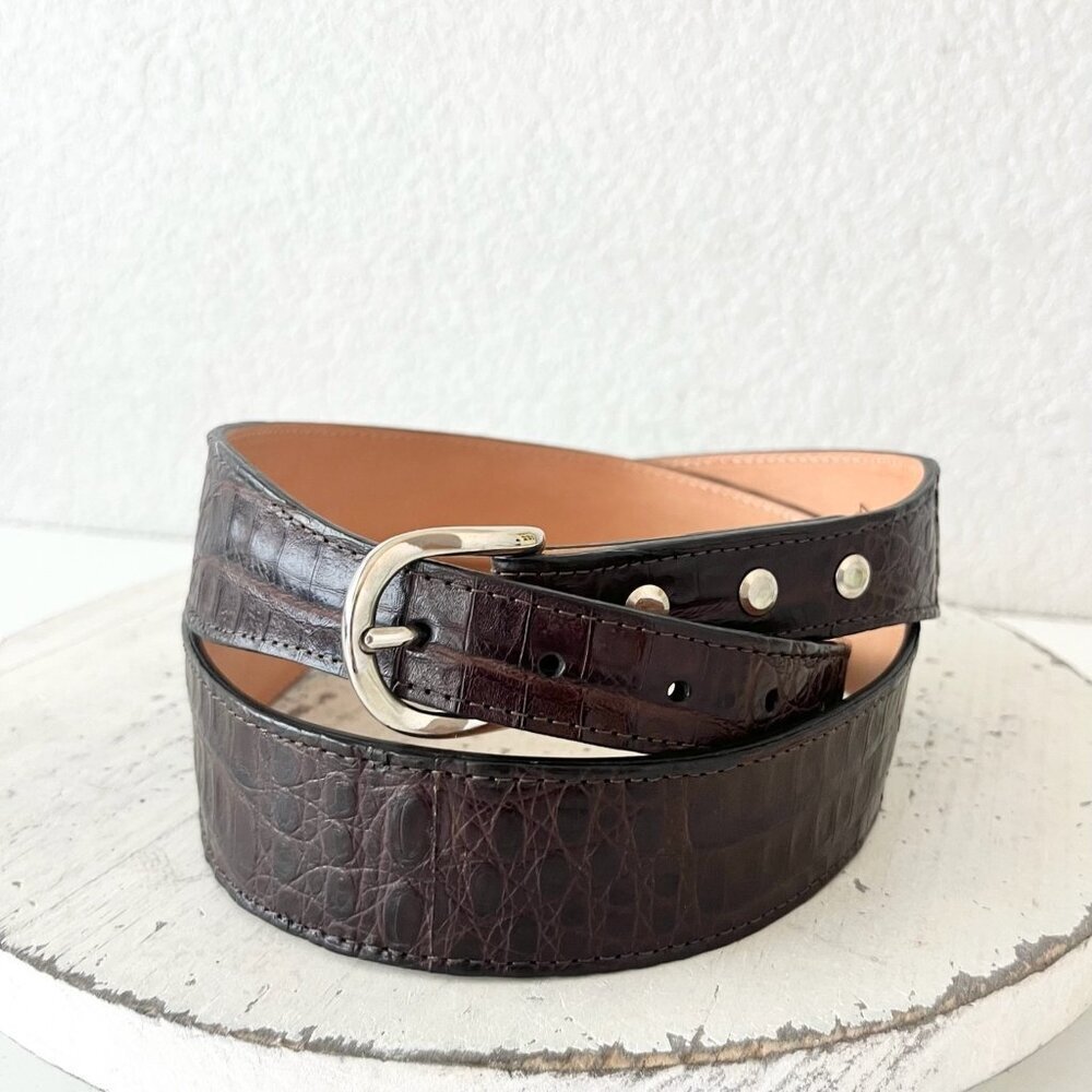 NEW Rod Patrick Boots Mens Western Belt 1.5 in Taper 40 in Brown Caiman Leather
